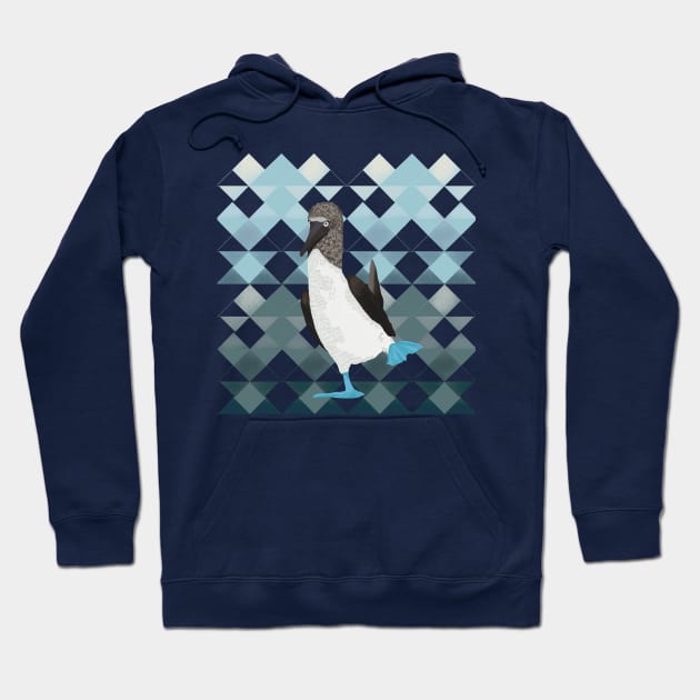 Booby Bird on Geometric Pattern Hoodie by Suneldesigns